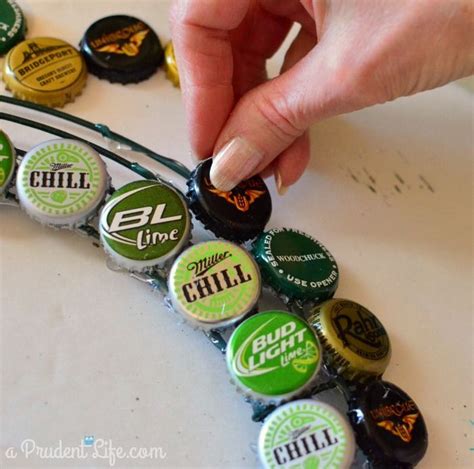 how to glue beer caps.